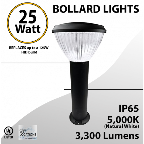 Bollard lights LED source included 26.40" X 10.24" 25W round