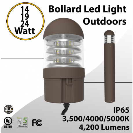 Bollard Led Light Outdoors Steel Curv 14/19/24W Selectable 4200Lm 3CCT (LED)
