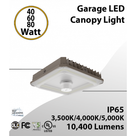 Adjustable LED Canopy Lights -  CCT Tunable 60W to 80W