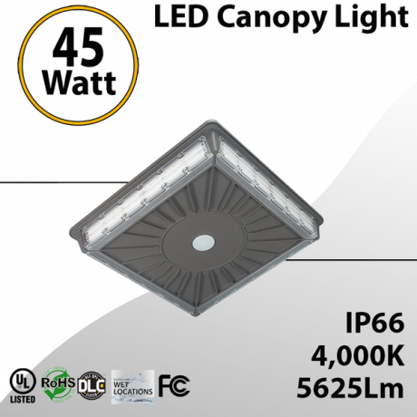 LED Parking Garage Canopy Light 4000K 45W