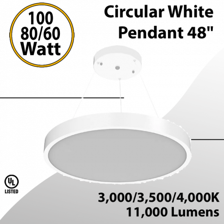 Led Circular Pendant White 48"