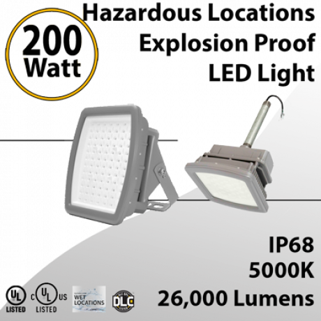 Hazardous Locations LED Light 200W Class I Division 2 Explosion Proof 