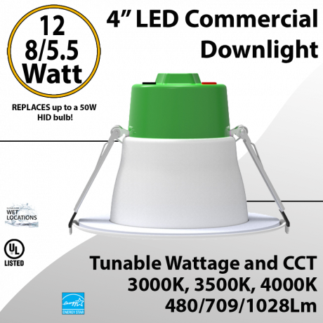 LED Downlight 4 inch 5.5W//8W/12W 480/709/1028Lm