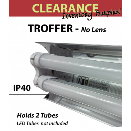 Shoplight open fixture, no lens for 2  4FT LED tubes