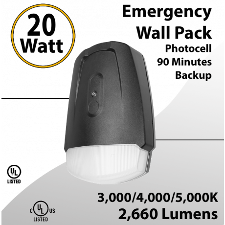 Emergency Wall Pack 20W - Photocell 