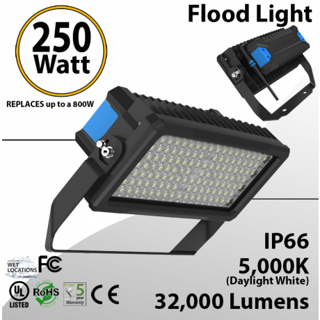 250W LED Floodlight 32000 Lm 5000K IP65 CE SAA UL