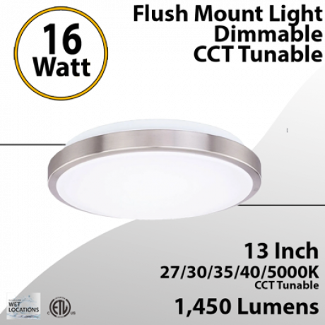 Bedroom and Bathroom Ceiling LED Fixture - 16W, 1450 Lumens