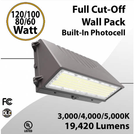 Full Cutoff Wall Pack Built-In Photocell