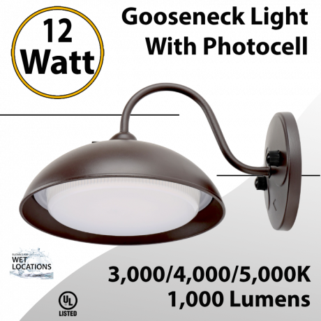 Gooseneck Light Wall Mount 12W
