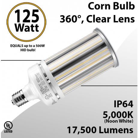 Led Corn Bulb 125W 17500 Lm 5000K IP64 E39
