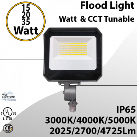LED flood light Tunable 15W 20W 35W 30K/40K/50K Knucle Mount