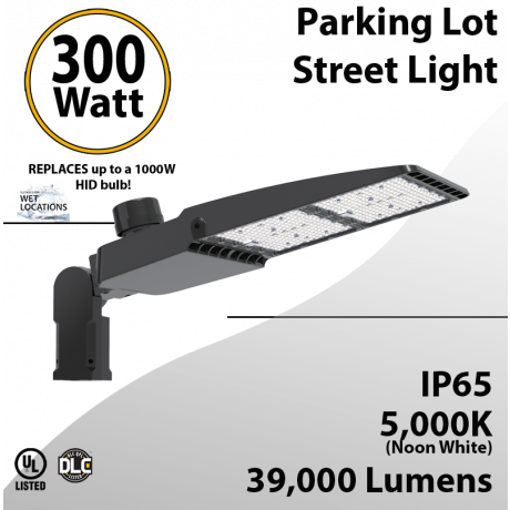 LED Street Light 300W 100-277 39000Lm 5000K UL IP65 DLC