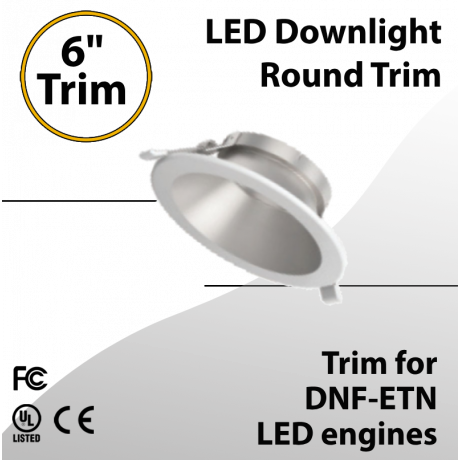 LED Downlight 6 inch Round Trim