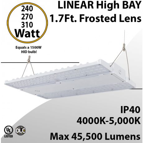 High Bay Led Light 1.7Ft. 240/270/310W 120-277VAC 45500Lm 4000-5000K