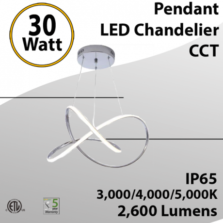 Modern LED Swirl Pendant Chandelier Light - 35W CCT