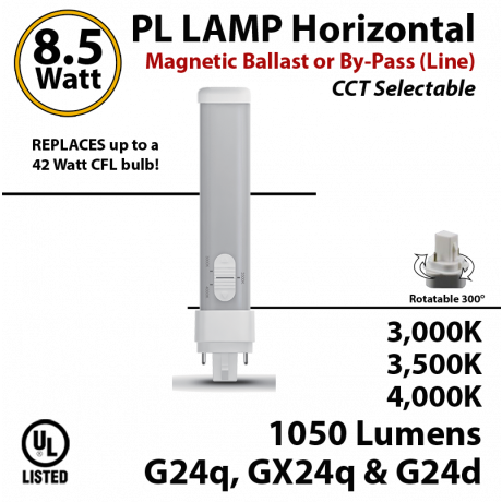 PL Lamp LED CFL 1050Lm 3000 3500 4000K G24q-d Magnetic ballast or line