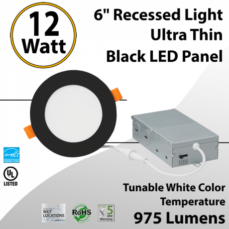 Recessed Lighting Ultra Thin LED Panel Black