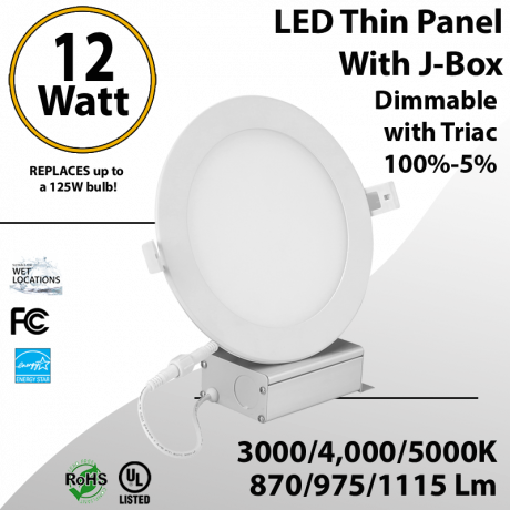 Recessed Lighting Ultra Thin LED Panel 6" 12W CCT Tunable