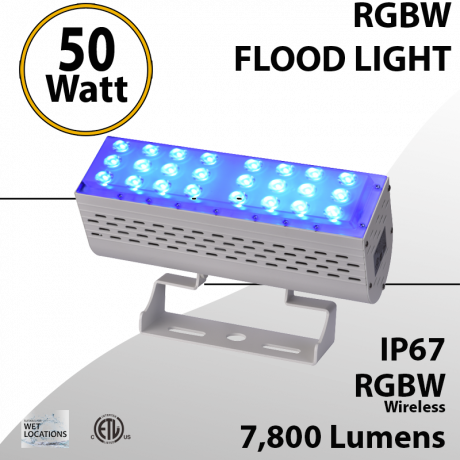 RGBW Flood Light 50W 7800 lumens + white IP67 Wireless