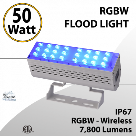 RGBW Flood Light 50W 7800Lm + White IP67 Wireless
