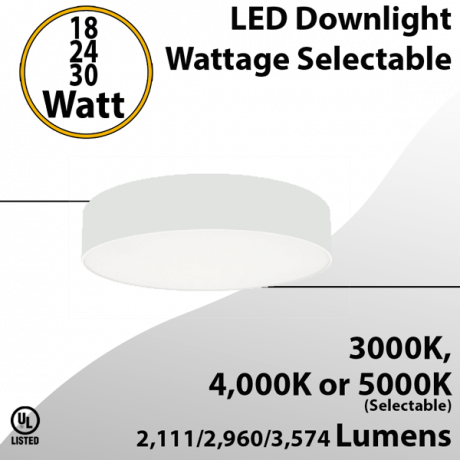 Round 18-24-30W Selectable LED Down Light 