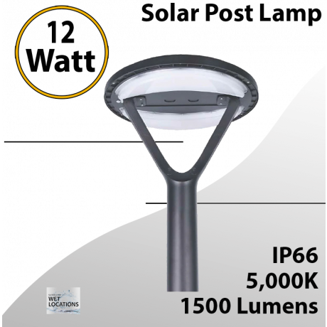 Solar Post Lamp Round 12W 1500LM With Smart Control