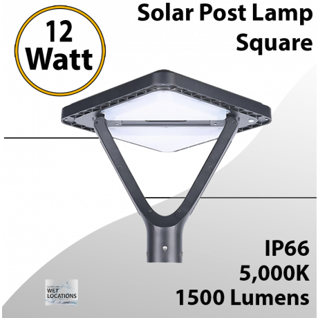 Solar Post Top Lamp Square 20Ah Battery 1500Lumen