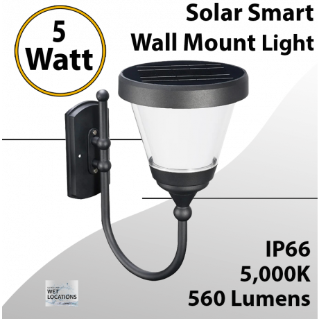 Solar Wall Lantern, Wall Mount Smart Light Control 5W 560Lm