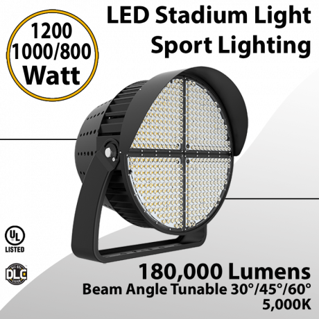 Stadium Lighting Tunable 1200/1000/800W 5000K 18000Lm 30/45/60° Tunable