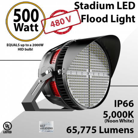 Stadium Lights Sports Lamp 500W 480V 65775 lumens IP66 UL DLC