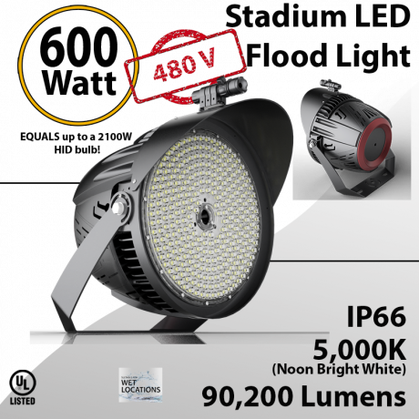Stadium Lights 600W 90200 Lm 200-480V IP66 UL