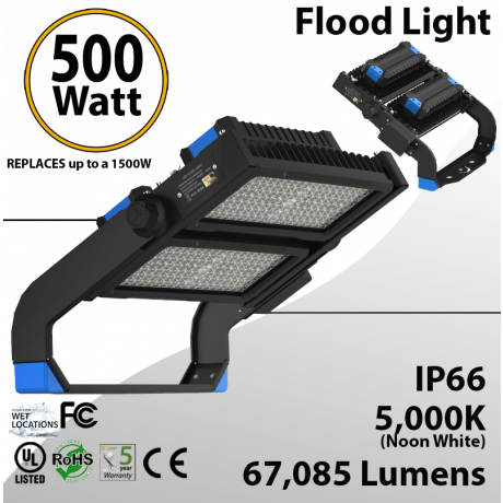 Stadium Lights Sports Lamp 500W 67,085 lumens UL DLC