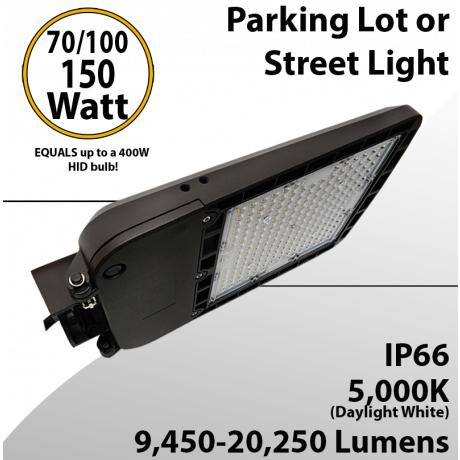 LED Street Light Tunable 70-100-150W 100-277 9450-20250Lm 5000K