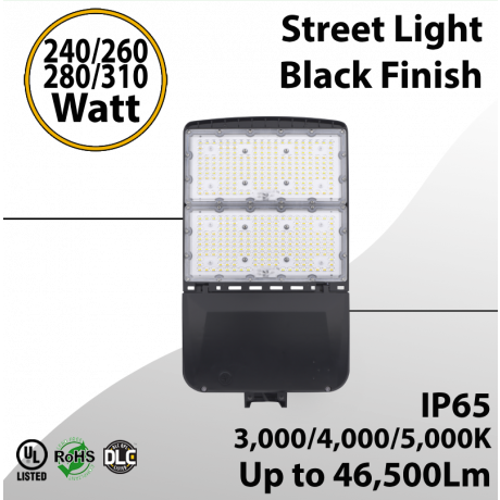 Street Light Black Finish 240 to 310W