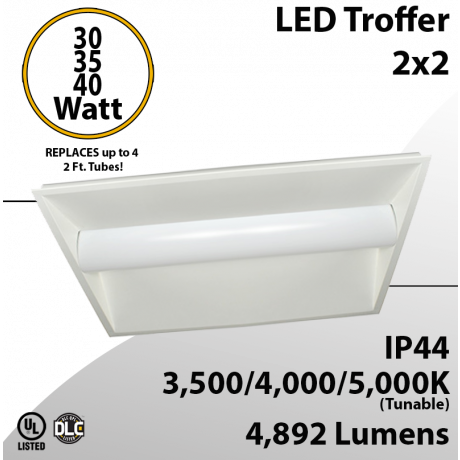 LED Troffer 2x2 30/35/40W and 35/40/50K Tunable
