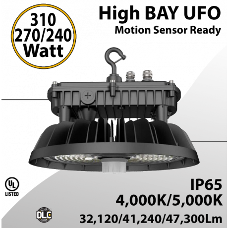 UFO Light LED High Bay 240W 270W 310W Motion Sensor Ready 47300Lm 4/5K