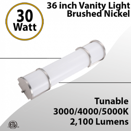 vanity light for bathroom nickel 36inch 2100lm cct tunable