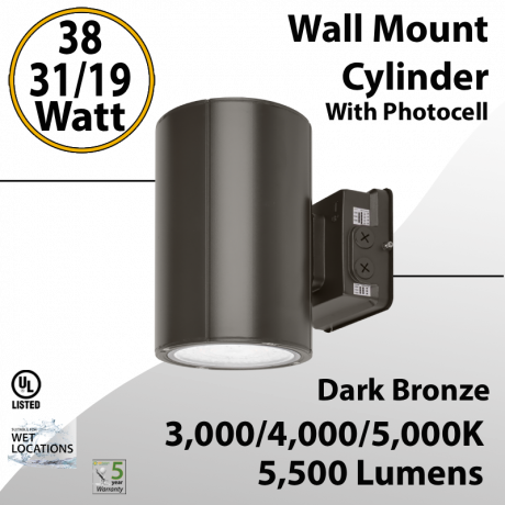 LED Wall Mount Cylinder Light 19/31/38W