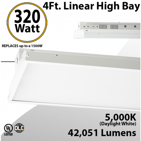 Warehouse Lights Linear Fixture 320W 42051Lm 5000K 100-277V