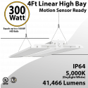 Led Warehouse Lights 4Ft Linear Fixture 300W 41466Lm 5000K 100-277V