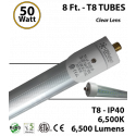 8Ft. LED Light Tube 50 Watt 6500Lm 6500K FA8 Clear Lens