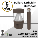 Bollard Led Light Outdoors Pyramid 14/19/24W Selectable 4200Lm 3CCT
