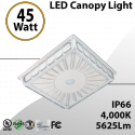White LED Parking Garage Canopy Light 4000K 45W