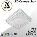 White LED Parking Garage Canopy Light 4000K 70W