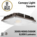 Canopy Light Square 24 to 60W - 3000/4000/5000K - 8000Lm