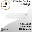 12" Tunable LED Under Cabinet Light: Undermount Kitchen Cabinet 3/4000K