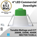 LED Downlight 4 inch 5.5/8/12W 480/709/1028Lm 30K/35K/40K 0-10V Dim