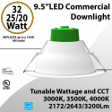 LED Downlight 9.5" 20W/25W/32W 2172/2643/3200Lm 30K/35K/40K 0-10V Dim