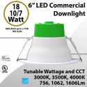 LED Downlight 6 inch 7W/10W/18W 756/1062/1606Lm 30K/35K/40K 0-10V Dim