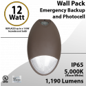 Emergency Wall Pack 12W with photocell 90 minutes backup light